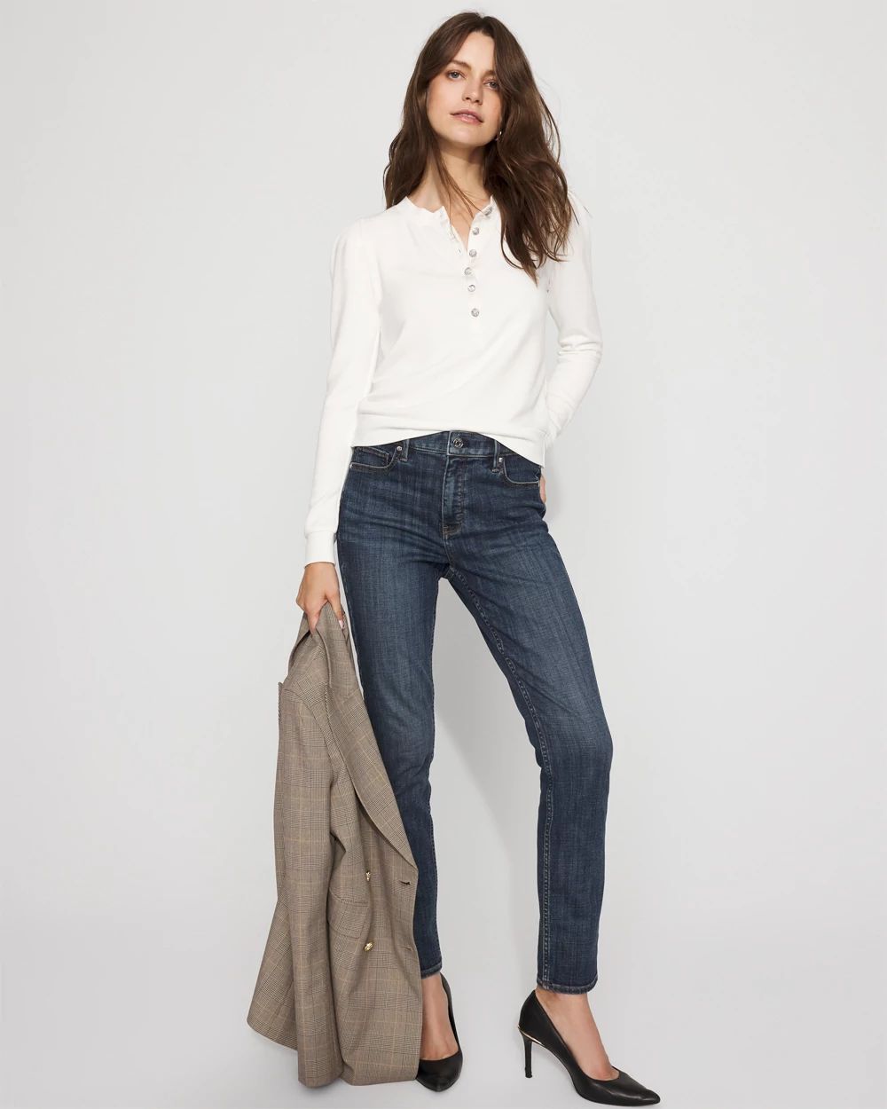 Puff Sleeve Henley Top | White House Black Market